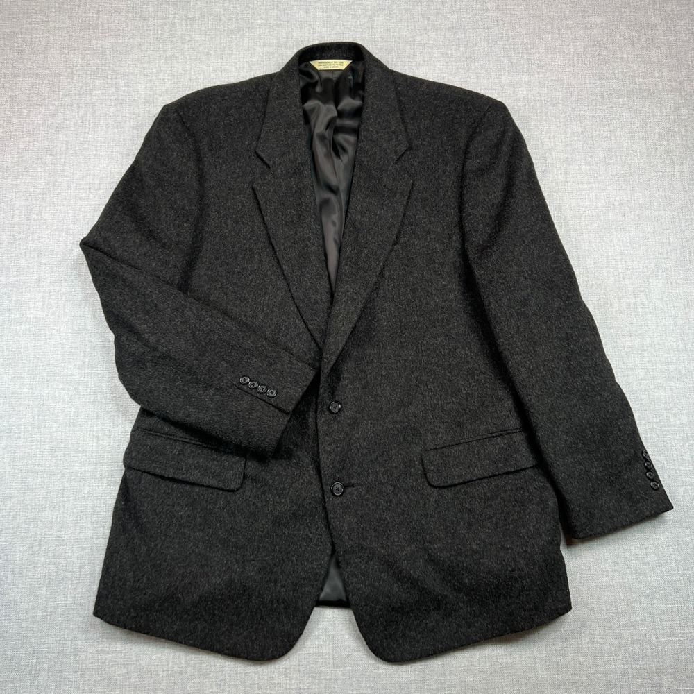VTG 90s Evan Picone Camel Hair‎ Blazer Sport Coat Men 46L Black Business Office